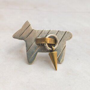 Thomas Mann “TM Design” Sterling & Brass Dog Ring w/ Kinetic Spike — Unisex, 5